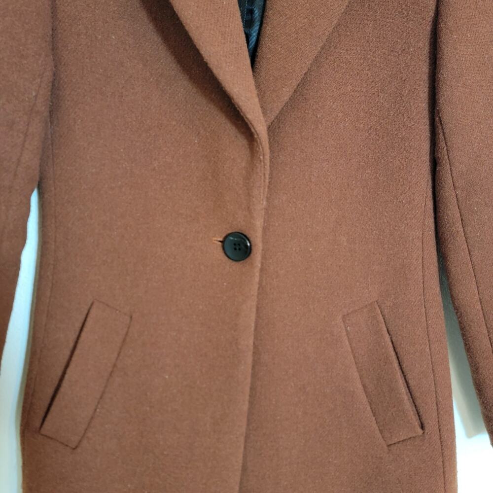 House Of Harlow 1960 Burnt Brown Wool Blend Long Peacoat XS Winter Travel Work - Picture 16 of 16
